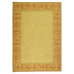 Tapis de luxe Savonnerie en laine dorée/beige 10''1x14''
