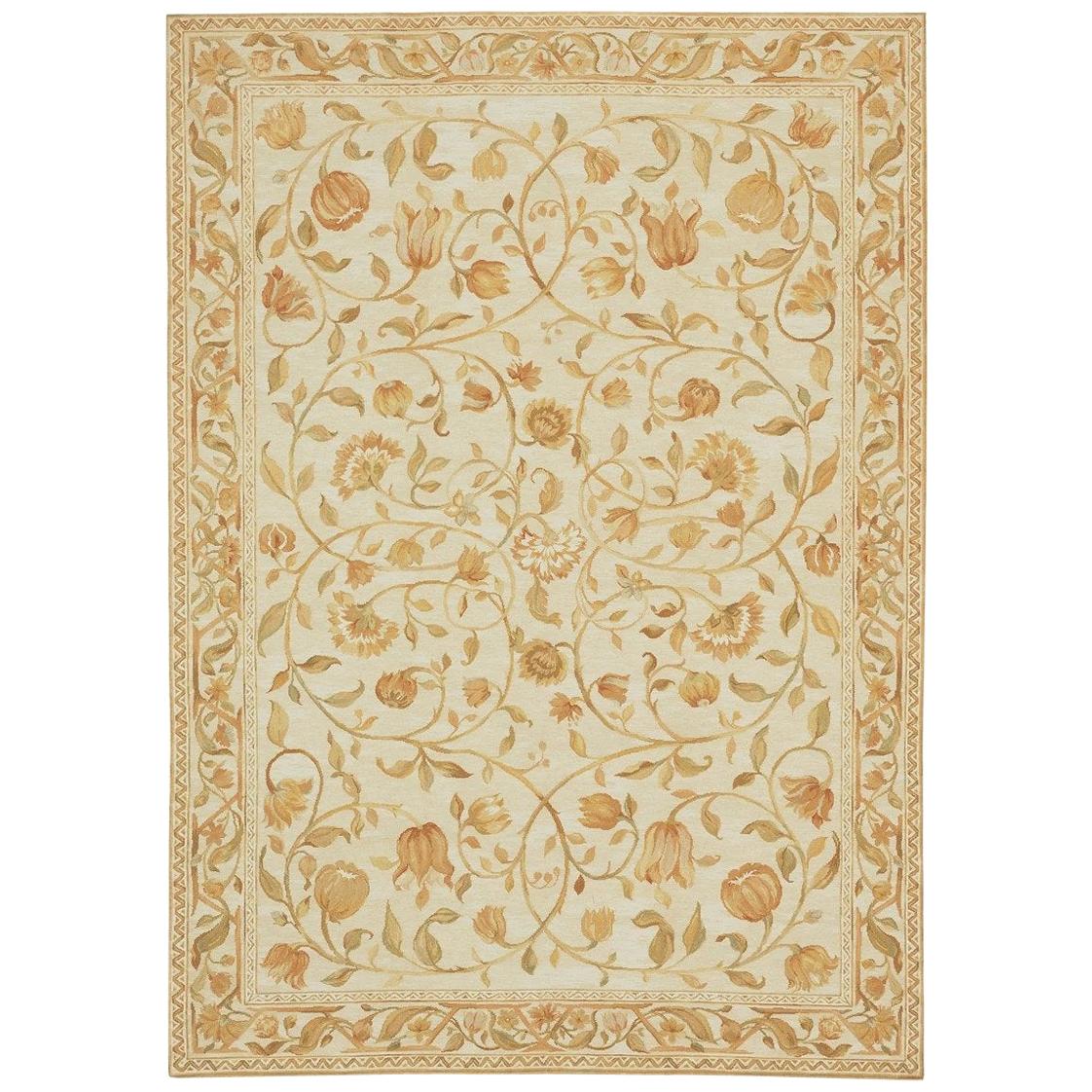 Tapis de luxe Savonnerie en laine ivoire/ivoire 7''11x9''10