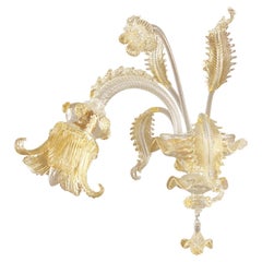Luxury Sconce 1 Arm Crystal and Gold Murano Glass Golden Century86 by Multiforme
