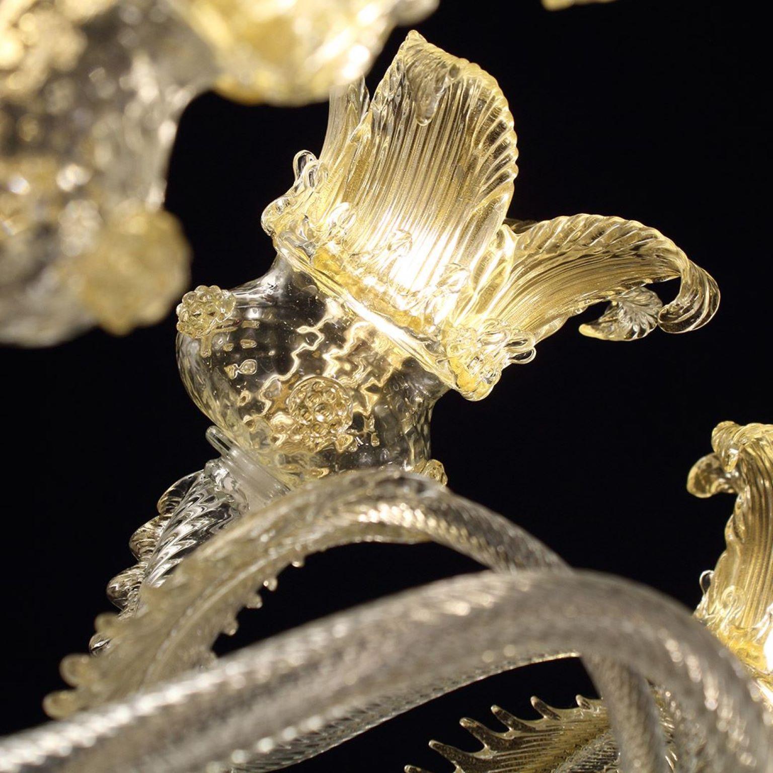 Lámpara de Lujo 1 Brazo  Hoja dorada de cristal de Murano Siglo de Oro87 de Multiforme Vidrio soplado en venta
