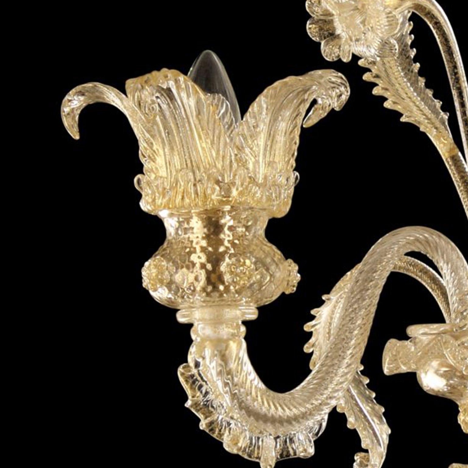 Sconce di lusso a 2 bracci in vetro di Murano a foglia d'oro di Multiforme in stock in vendita 1