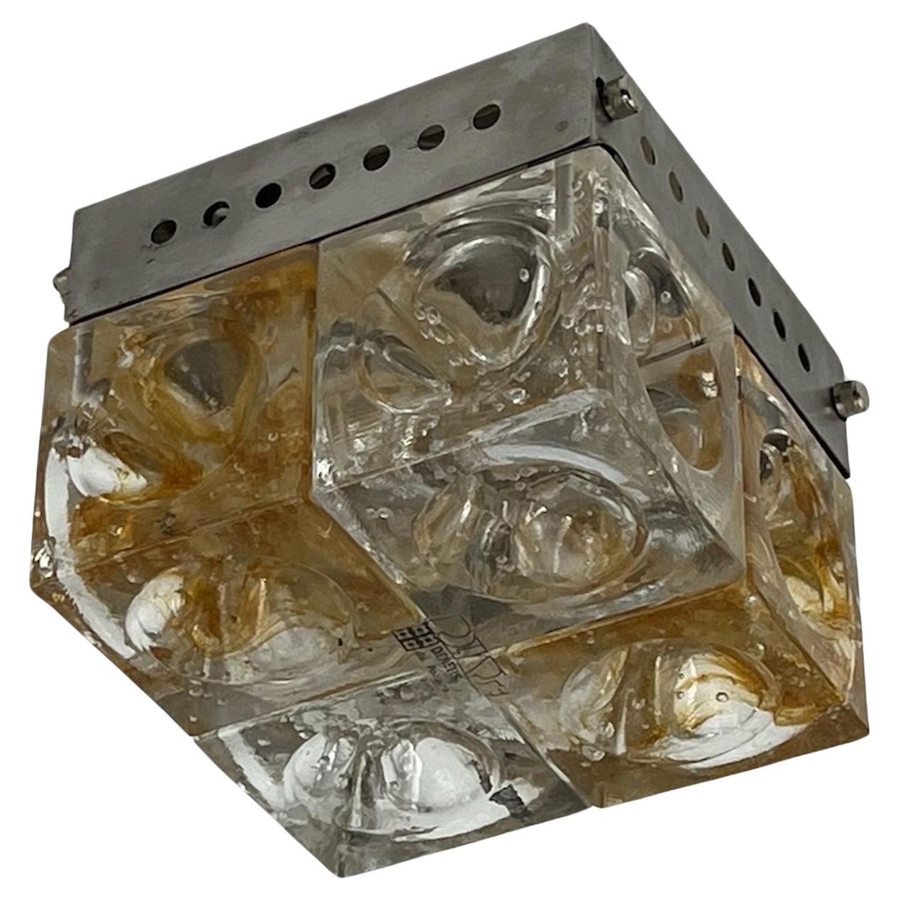 Luxury Sconce Poliarte 'Denebe' - Handmade Amber Glass Light 1970s