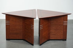 Luxury set of 2 Art Deco design side/coffee tables in triangle shape