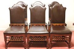 Luxury Set Of Six Theodore Alexander Leather Dining Chairs