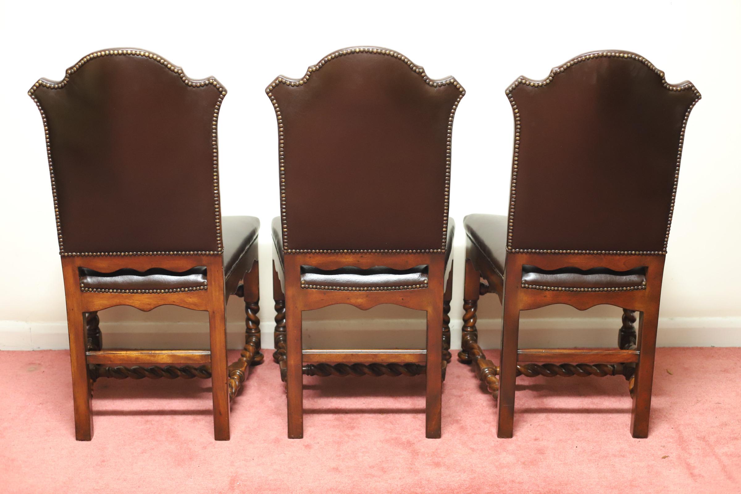 Hand-Crafted Luxury Set Of Six Theodore Alexander Leather Dining Chairs For Sale
