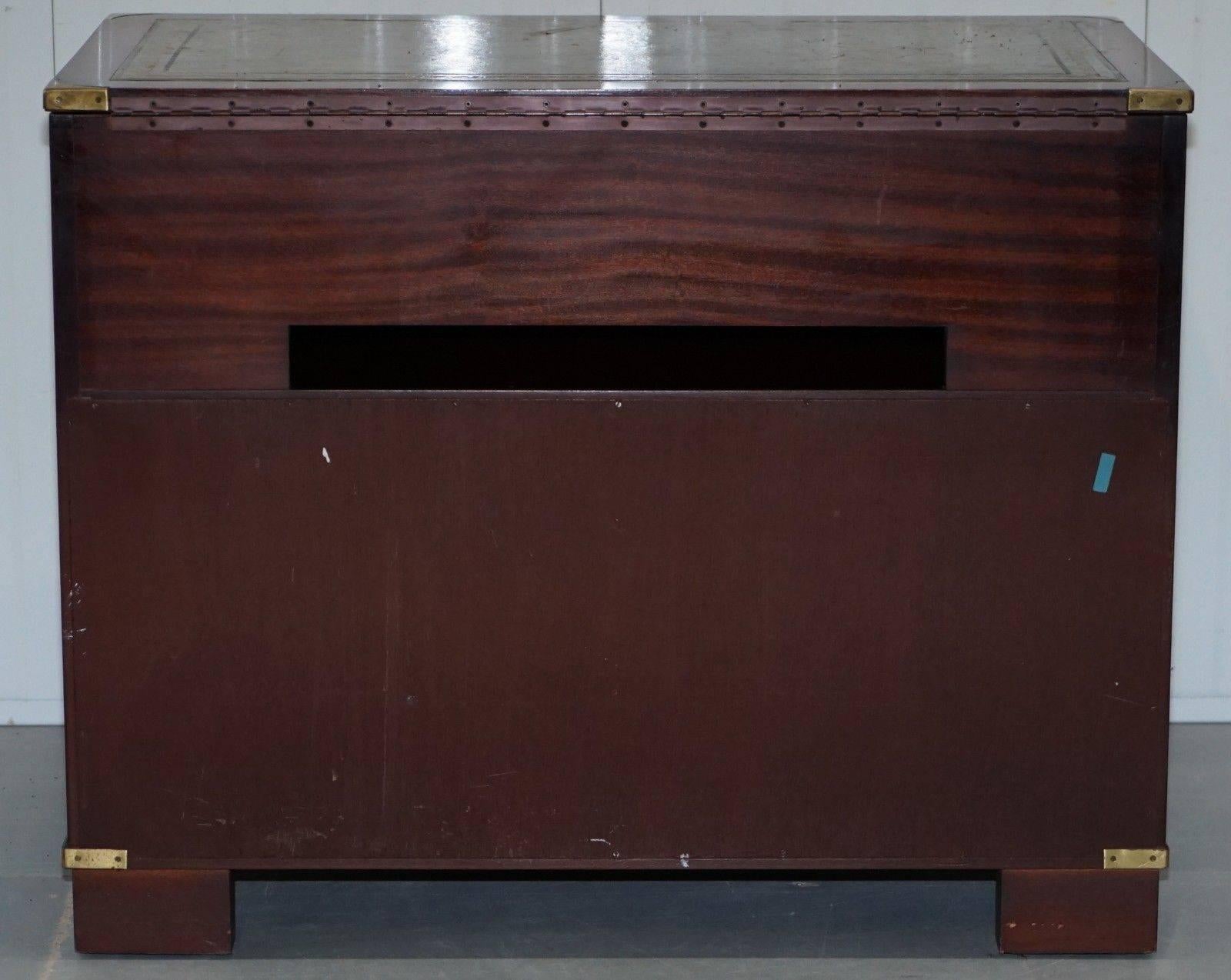 British Luxury Shaw of London Flamed Mahogany Record Player Cabinet Military Campaign