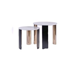 Luxury Side Table with Estremoz Marble and Brass and Black - Auris
