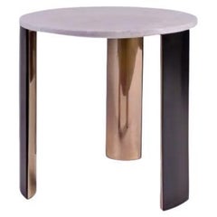 Luxury Side Table with Estremoz Marble and Brass and Black - Auris