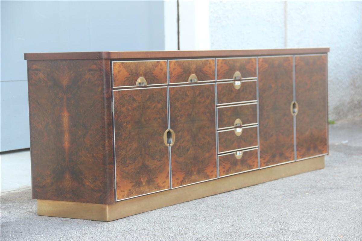 Luxury Sideboard Walnut Root Brass Aluminum Carlo Torriggiani for Did Dado 1970s For Sale 4