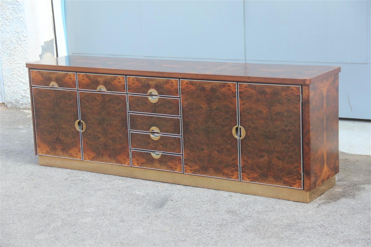 Luxury Sideboard Walnut Root Brass Aluminum Carlo Torriggiani for Did Dado 1970s For Sale 10