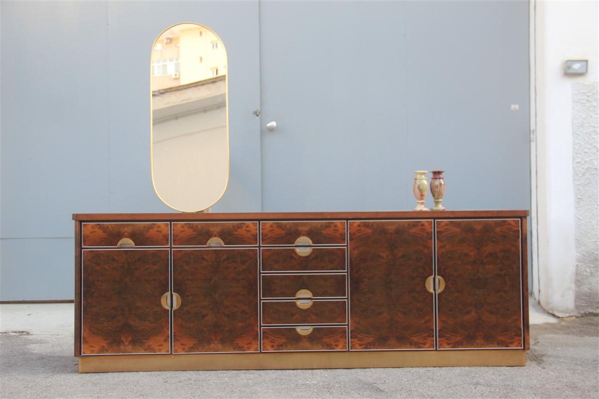 Luxury Sideboard Walnut Root Brass Aluminum Carlo Torriggiani for Did Dado 1970s For Sale 11