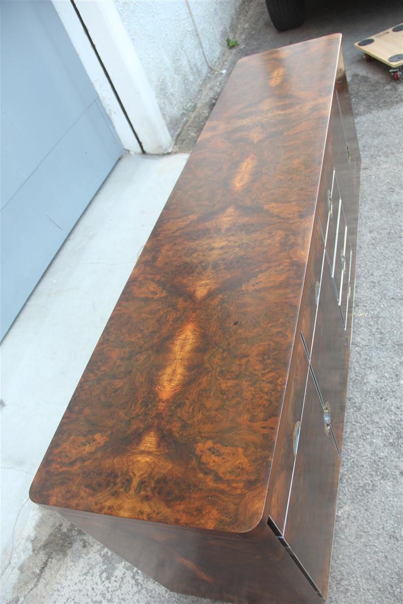 Luxury Sideboard Walnut Root Brass Aluminum Carlo Torriggiani for Did Dado 1970s For Sale 2