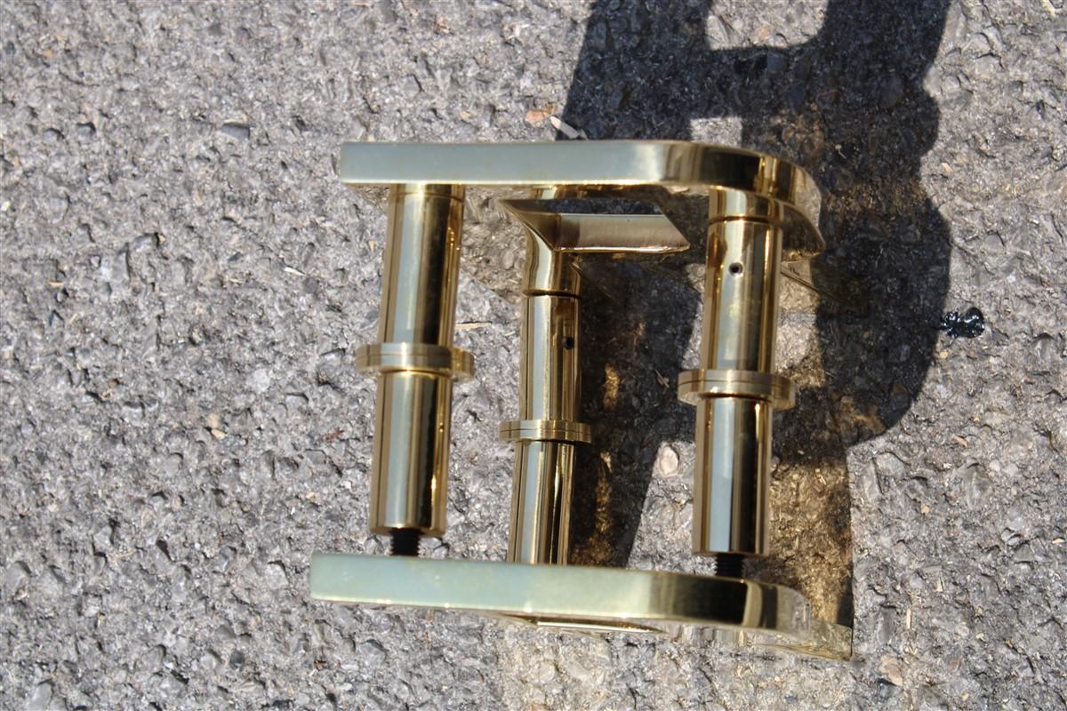 Mid-Century Modern Luxury Solid Brass Handles Italian Design 1970s with Letter R Bright Gold For Sale