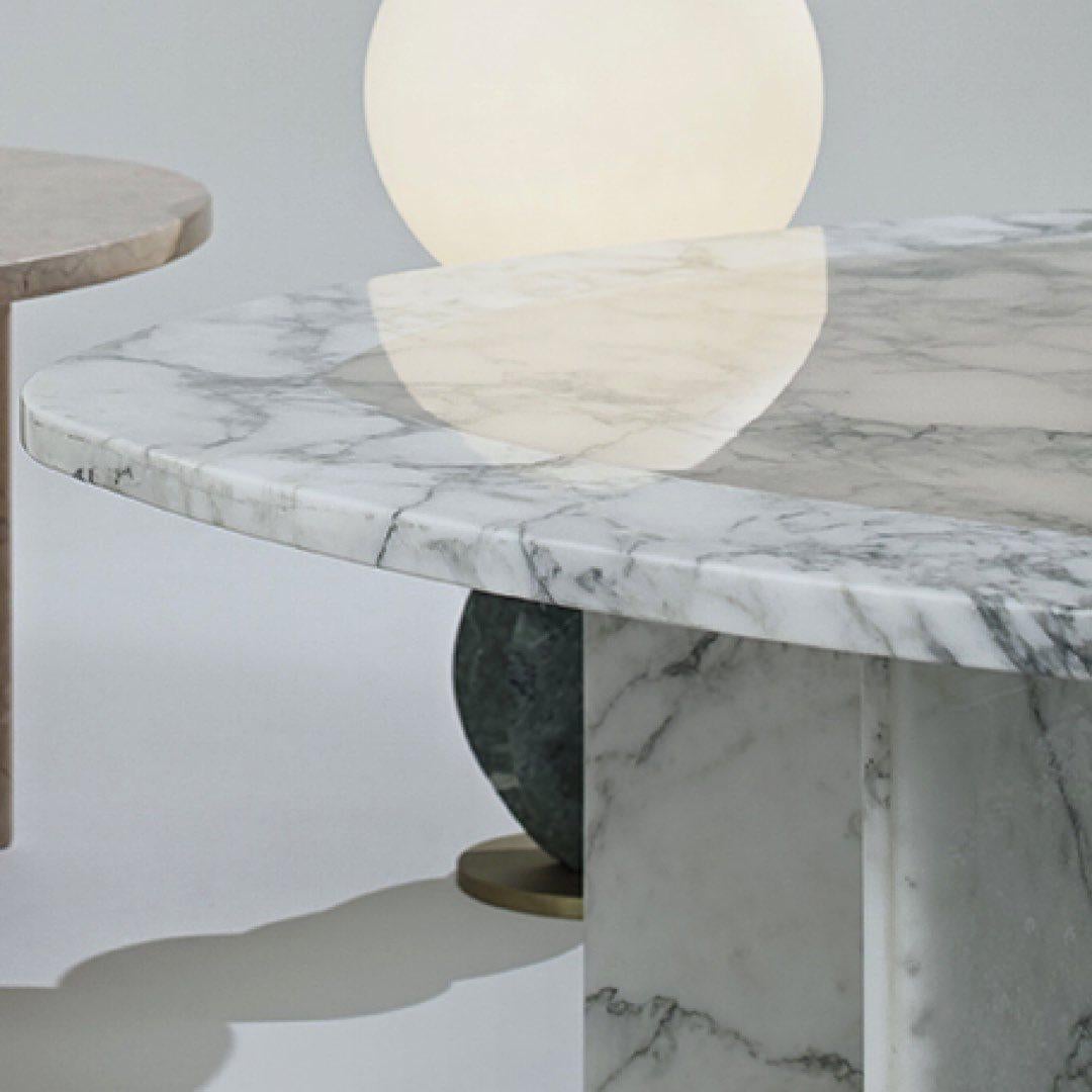 Luxury Stainless Steel and Marble Table Lamp with Glass Globe Monarch, Carla Baz For Sale 2