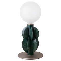 Luxury Stainless Steel and Marble Table Lamp with Glass Globe Monarch, Carla Baz