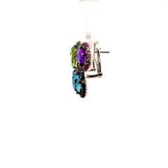 Boucles d'oreilles de luxe en or rose 14 carats, ornées de diamants, de topazes et d'améthystes, pour elle