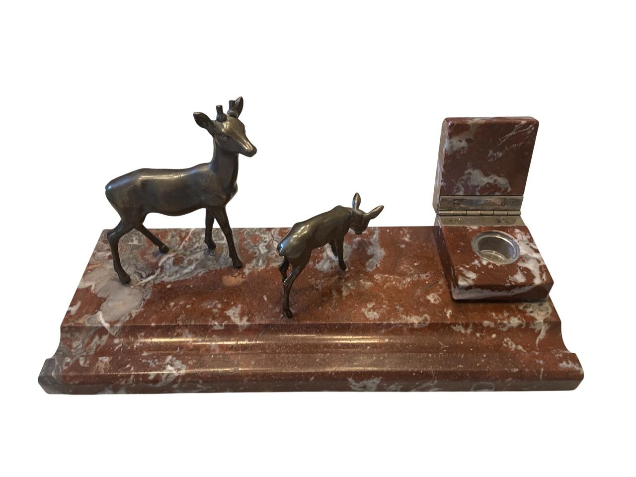 Luxuriöses schwedisches Art-Déco-Schreibtischset aus rotem Marmor und Bronze, 1920er Jahre im Zustand „Gut“ im Angebot in Stockholm, SE