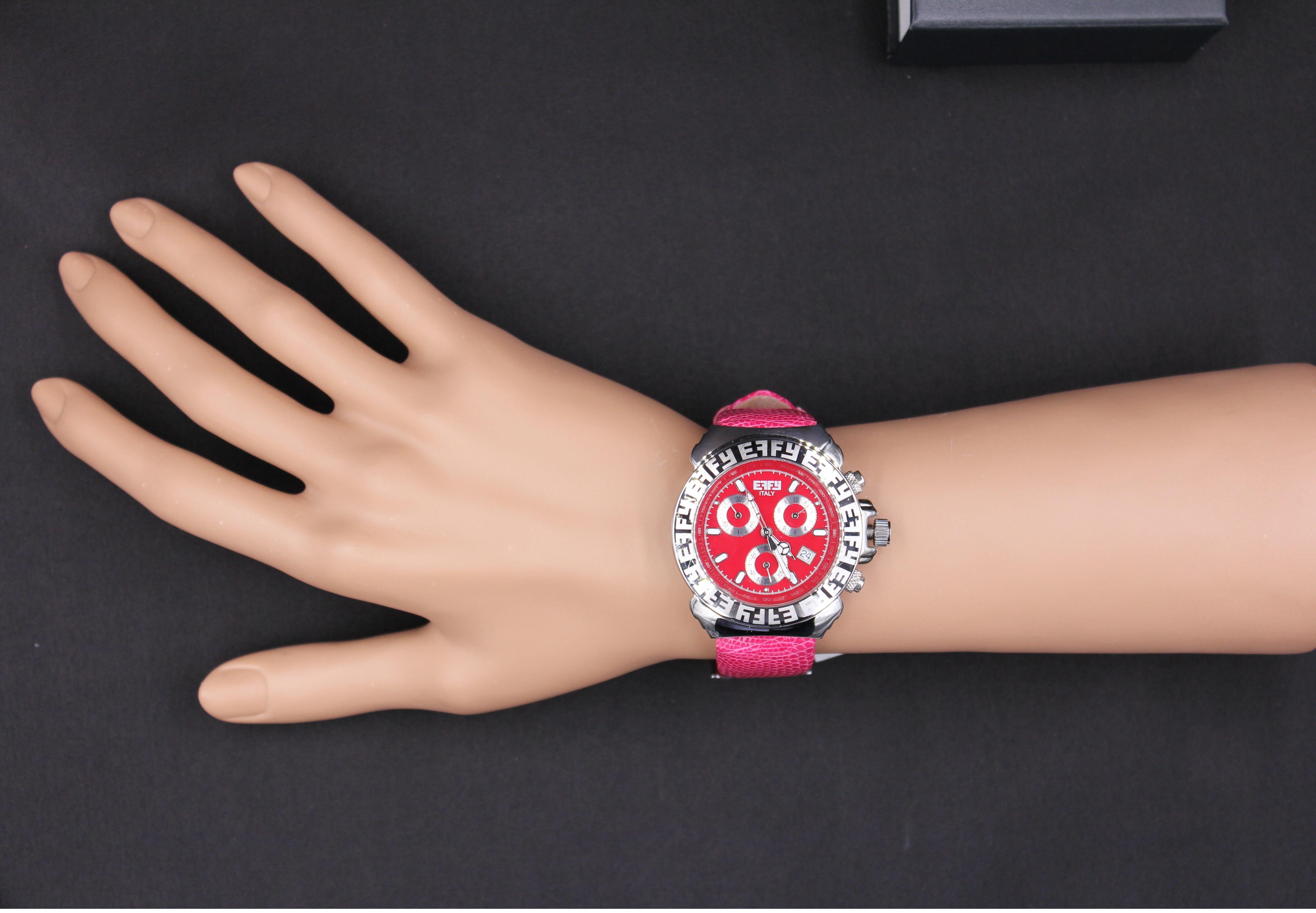 Modern Luxury Swiss Quartz Exotic Leather Band Watch For Sale