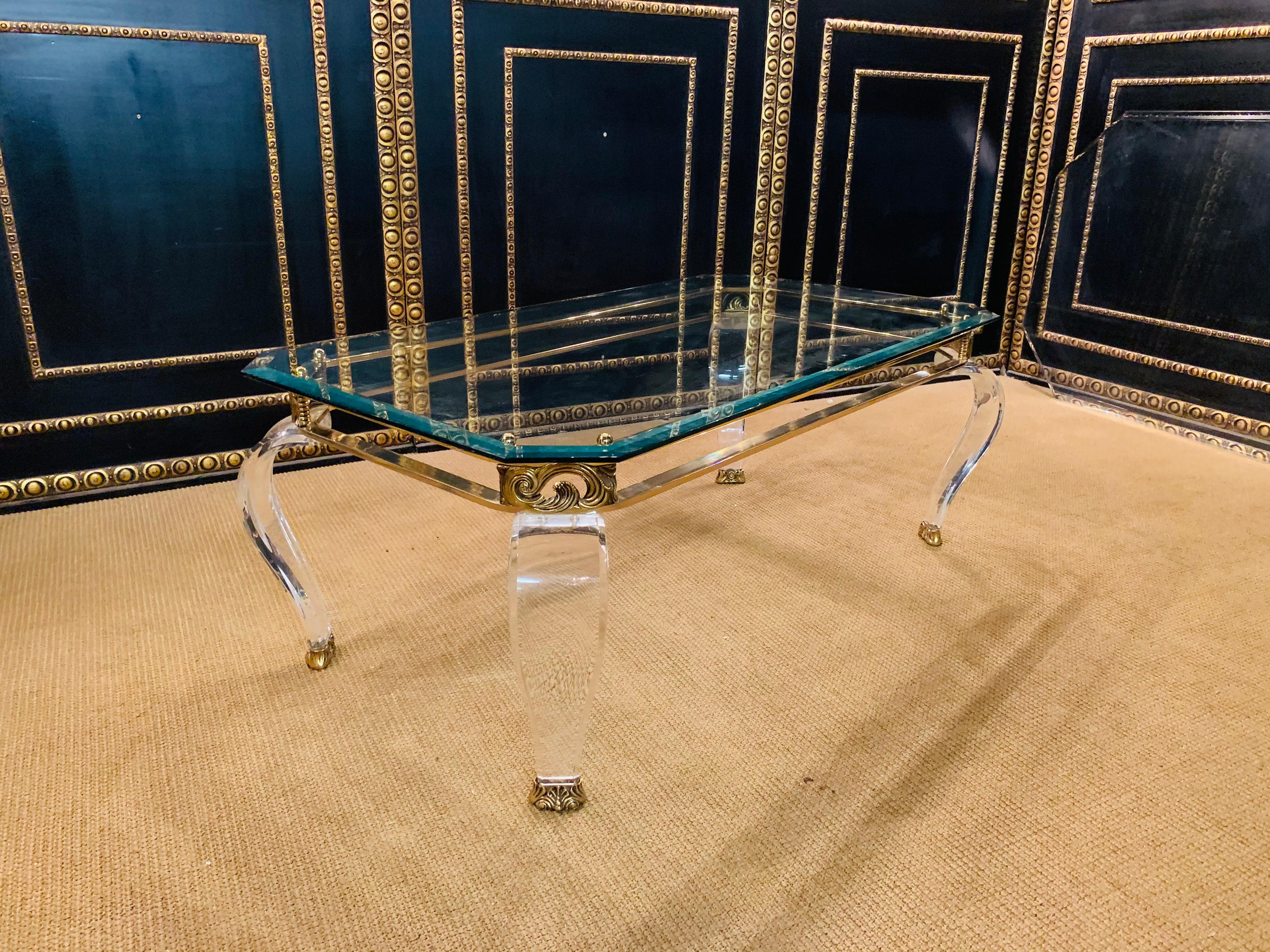 Luxury Table Acrylic with Brass Curved Legs in Acrylic High Quality 5
