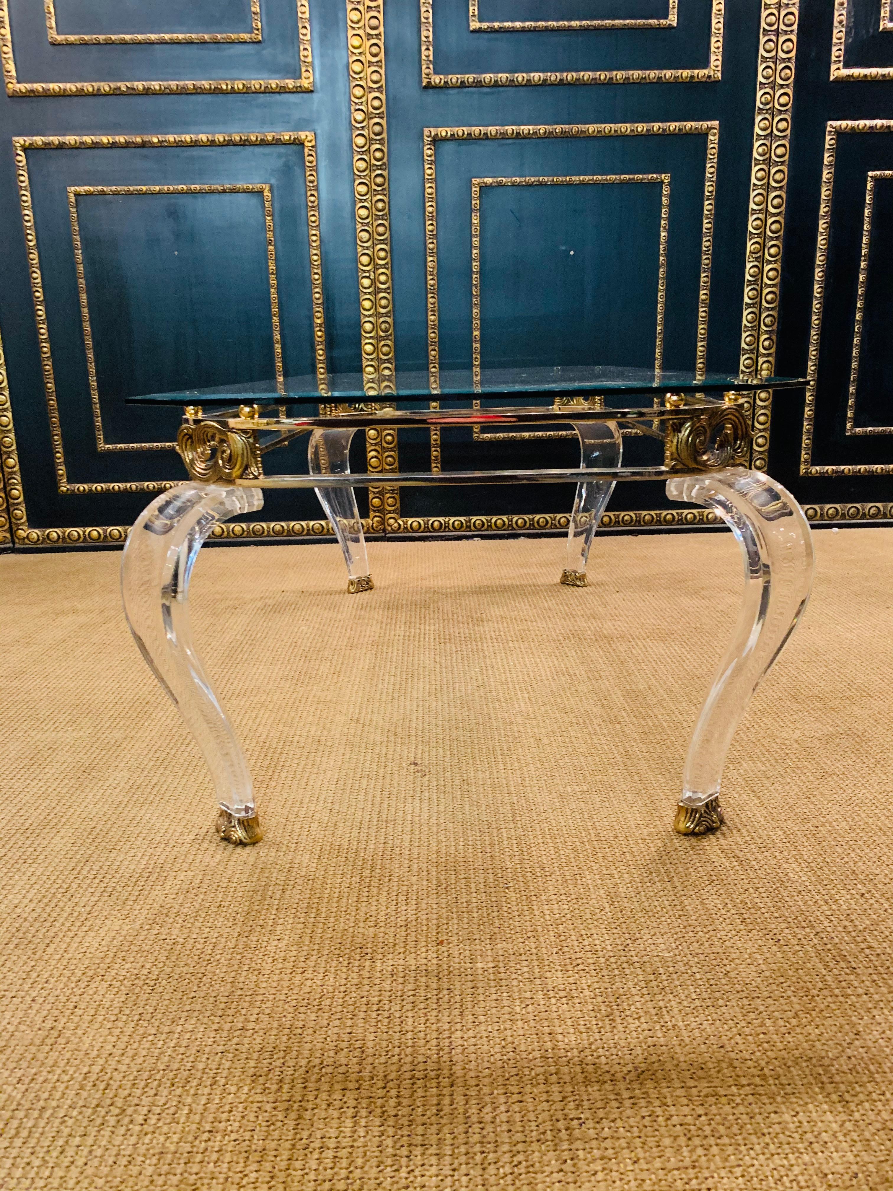 Luxury Table Acrylic with Brass Curved Legs in Acrylic High Quality 8