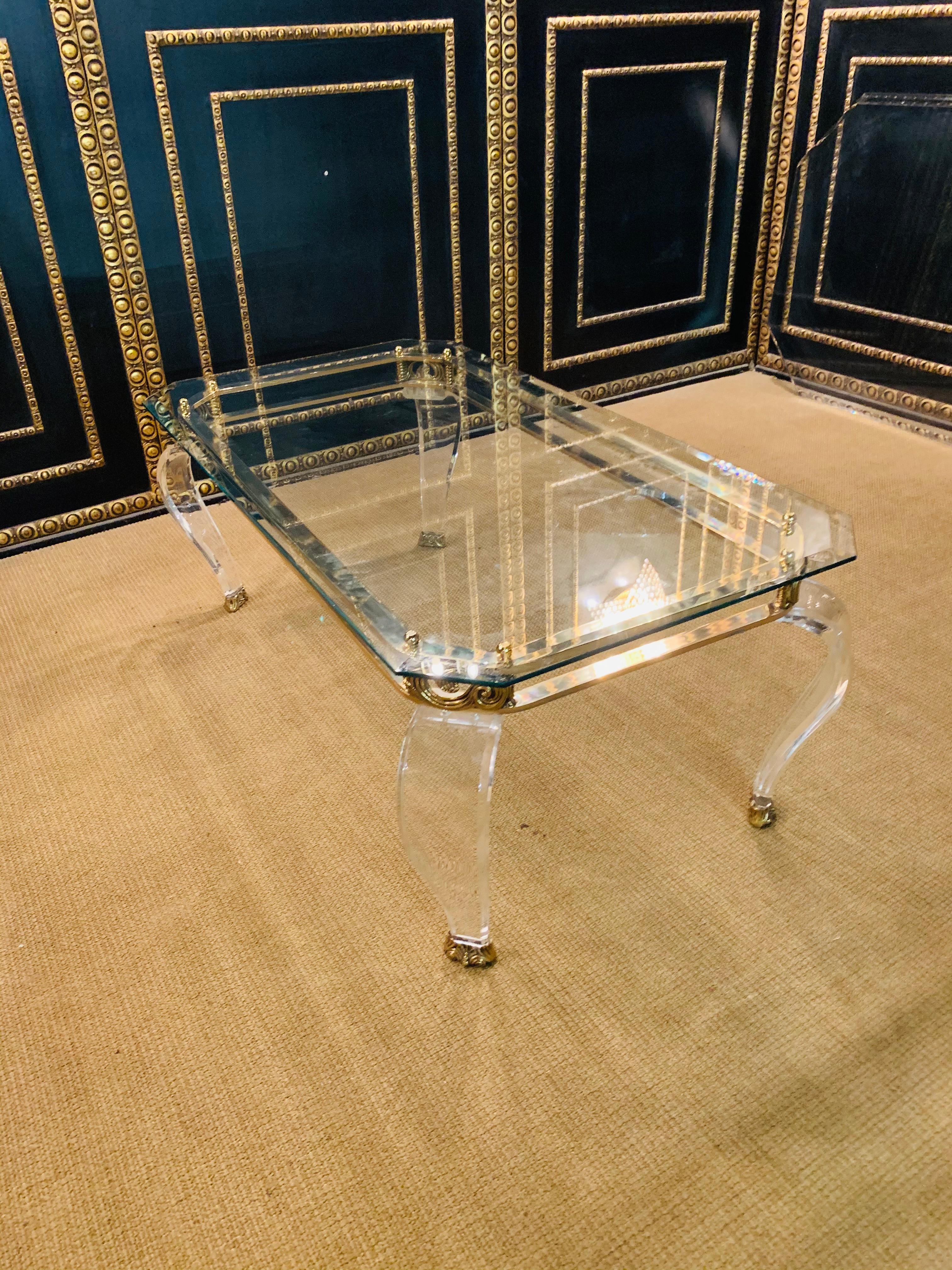Luxury Table Acrylic with Brass Curved Legs in Acrylic High Quality 9