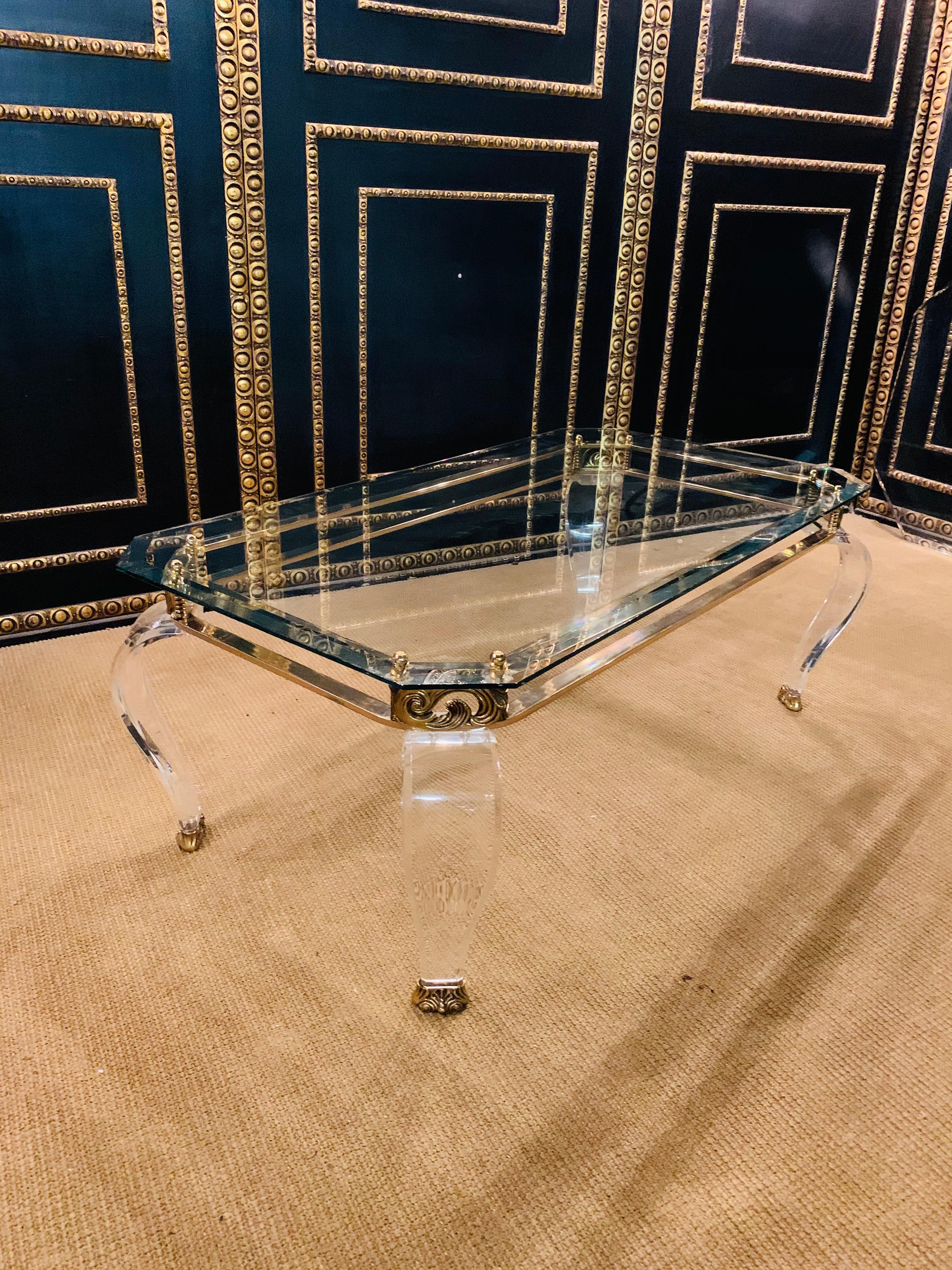 Luxury Table Acrylic with Brass Curved Legs in Acrylic High Quality 10