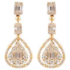 Orecchini di lusso a goccia con diamante naturale SI/H da 1,27 carati in oro rosa massiccio 10 carati
