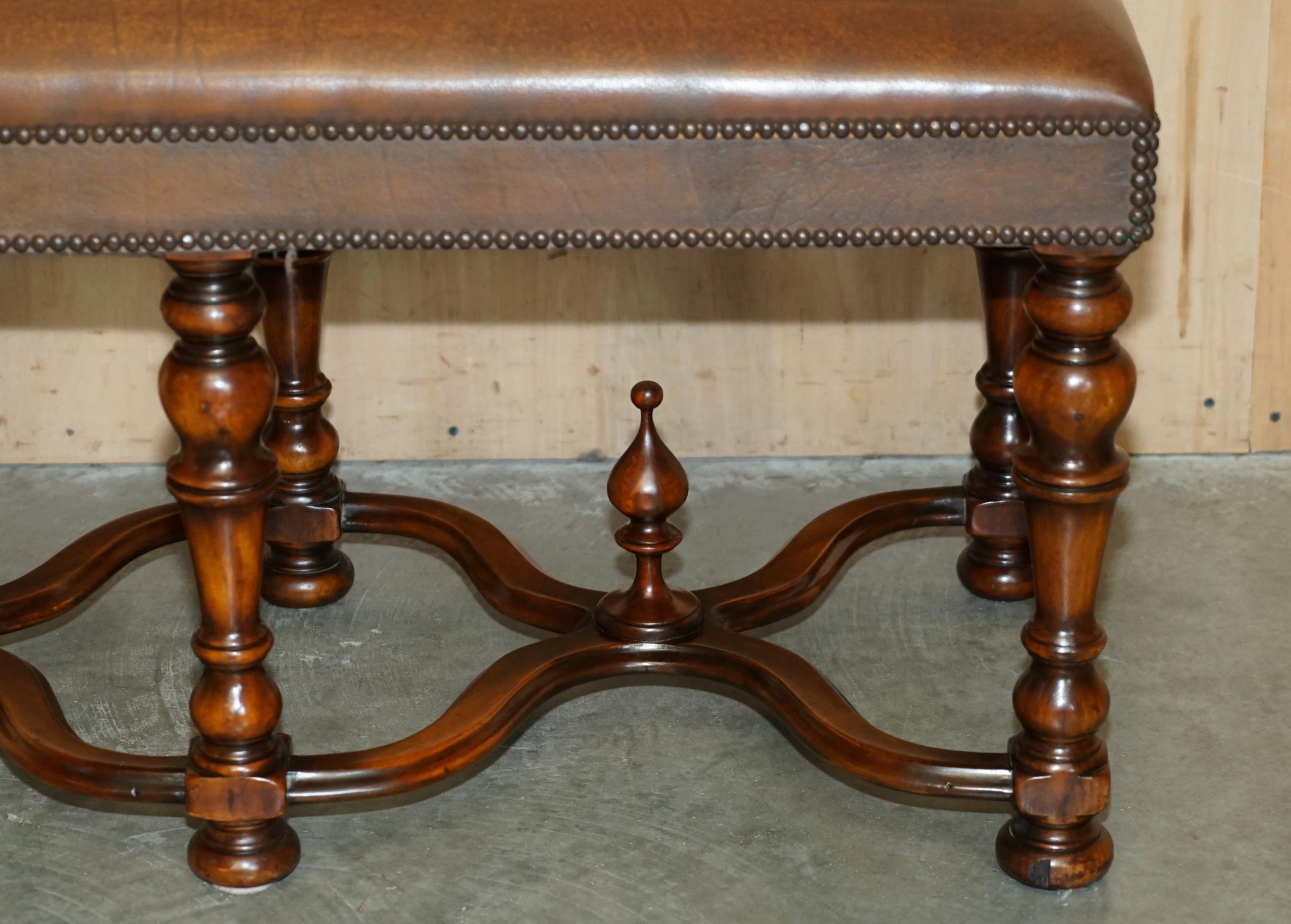 Hand-Crafted LUXURY THEODORE ALEXANDER BROWN EMBOSSED LEATHER COMFORTABLE WiNDOW SEAT BENCH