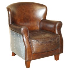 Used LUXURY TIMOTHY OULTON HAND DYED BROWN LEATHER METAL RIVETED AVIATOR ARMCHAiR
