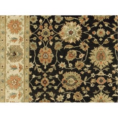 Luxuriöser traditioneller handgeknüpfter Agra Schwarz & Elfenbein 12x22 Teppich