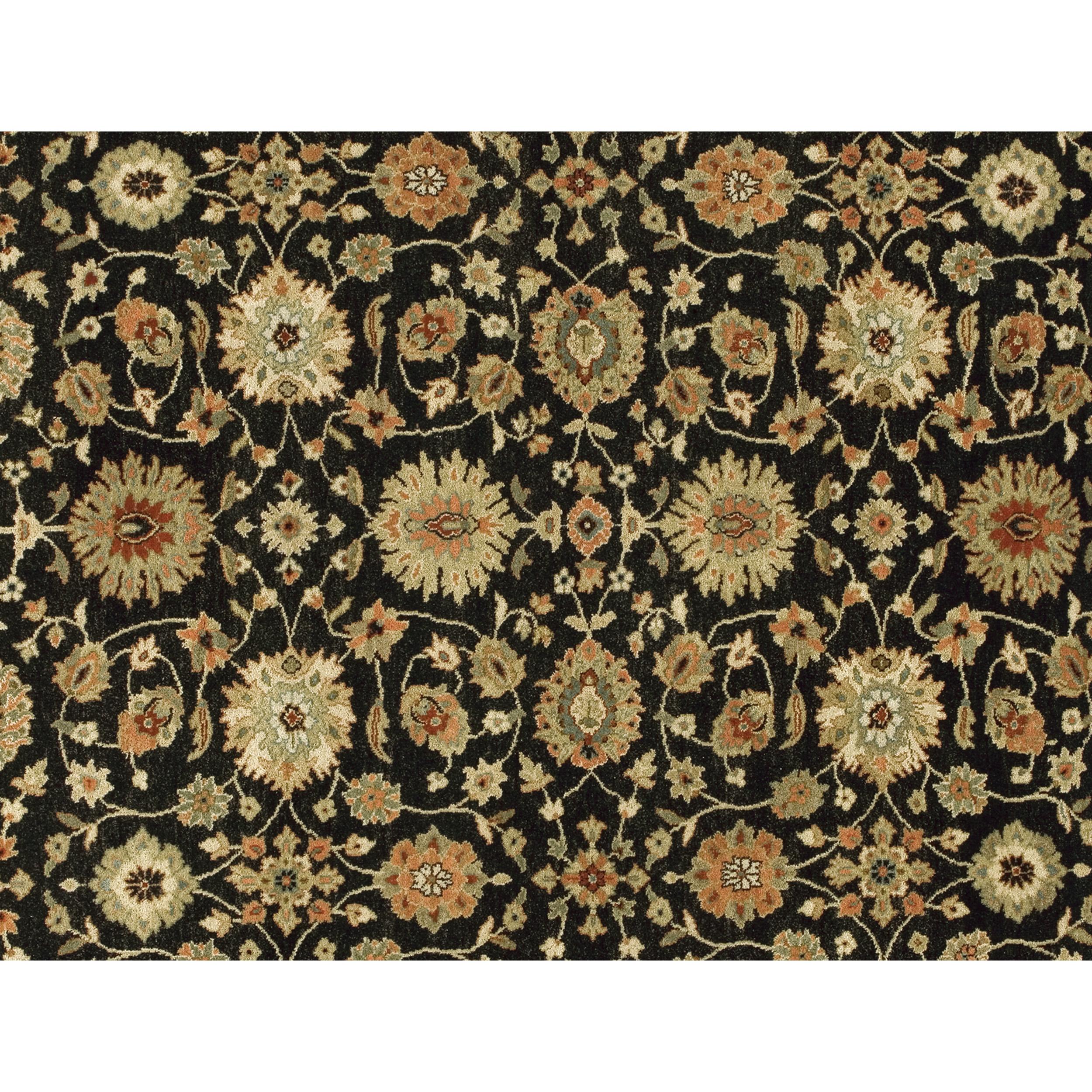 Indian Luxury Traditional Hand-Knotted Agra Black & Ivory 12x22 Rug For Sale