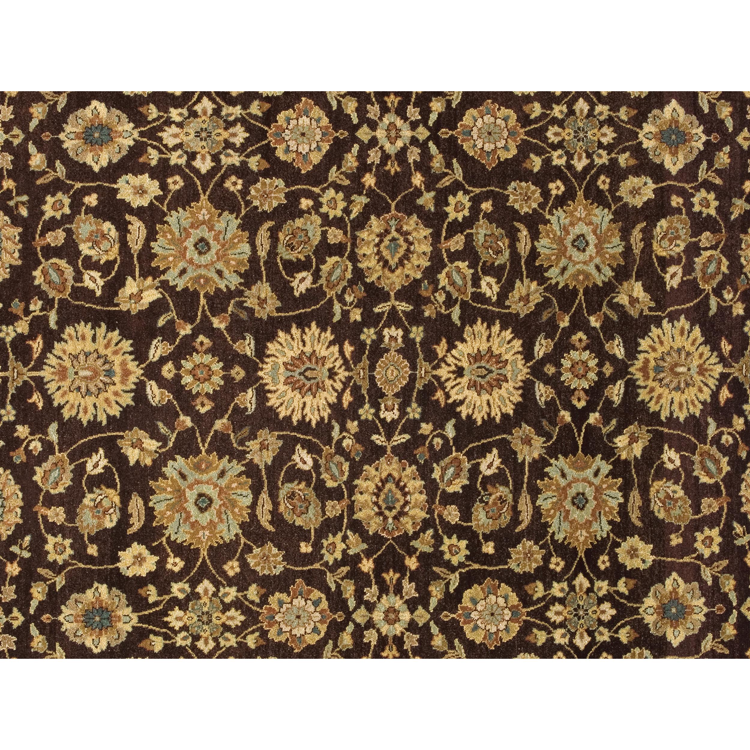 Indian Luxury Traditional Hand-Knotted Agra Brown & Gold 11x19 Rug For Sale