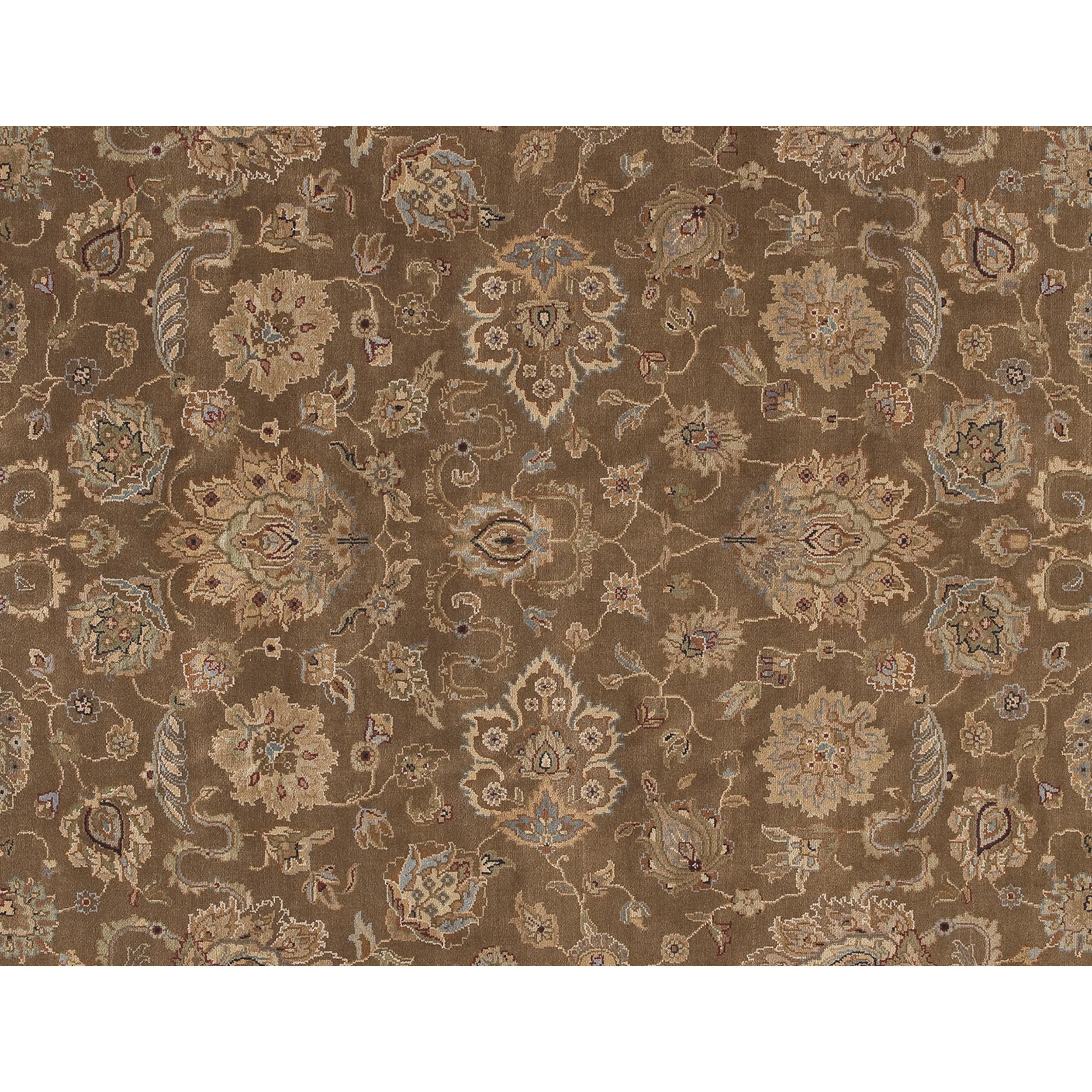 Indian Luxury Traditional Hand-Knotted Agra Fennel and Cream 10X14 Rug For Sale