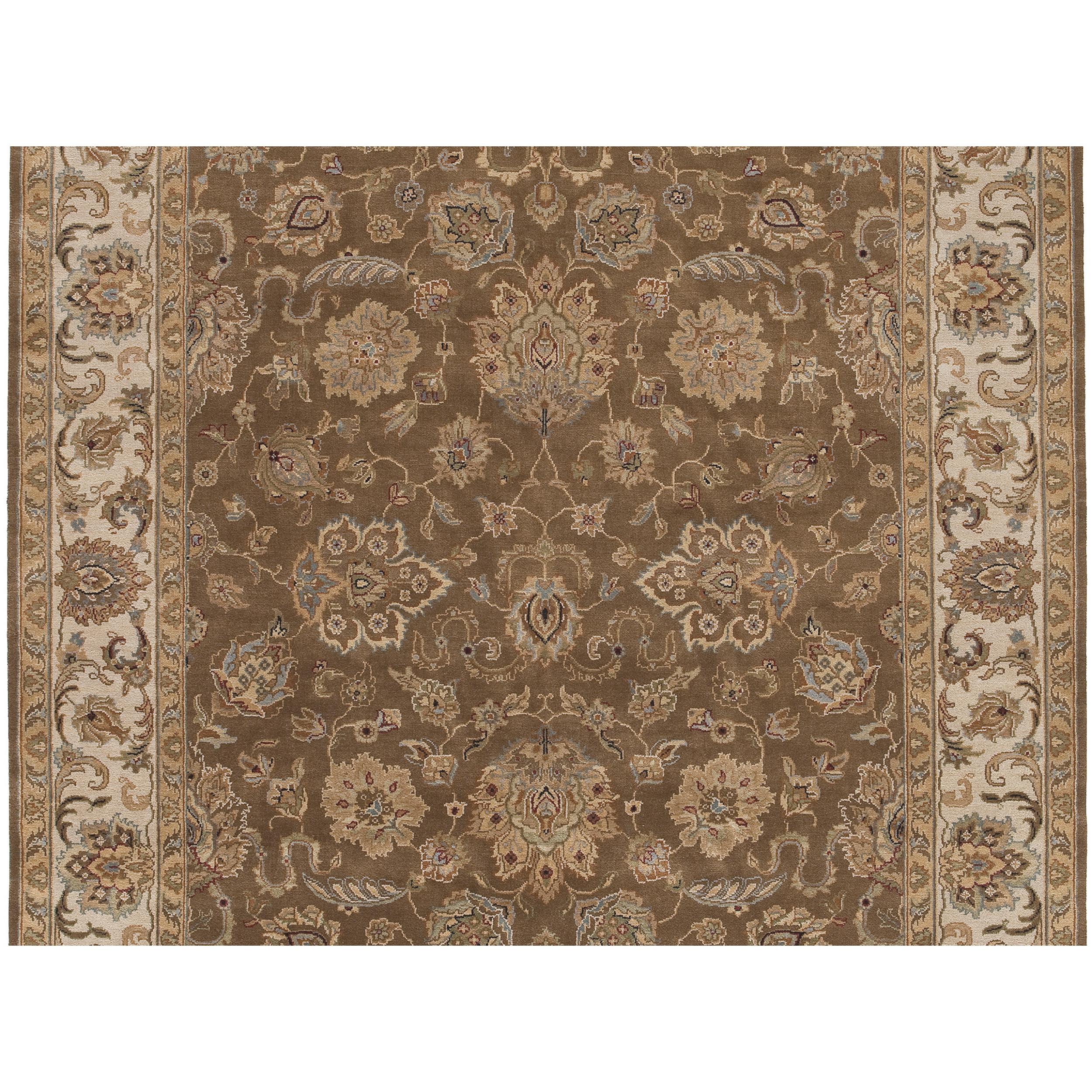 Luxury Traditional Hand-Knotted Agra Fennel and Cream 10X14 Rug In New Condition For Sale In Secaucus, NJ