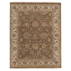 Luxury Traditional Hand-Knotted Agra Fennel and Cream 10X14 Rug