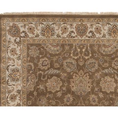 Luxury Traditional Hand-Knotted Agra Fennel and Cream 12X15 Rug