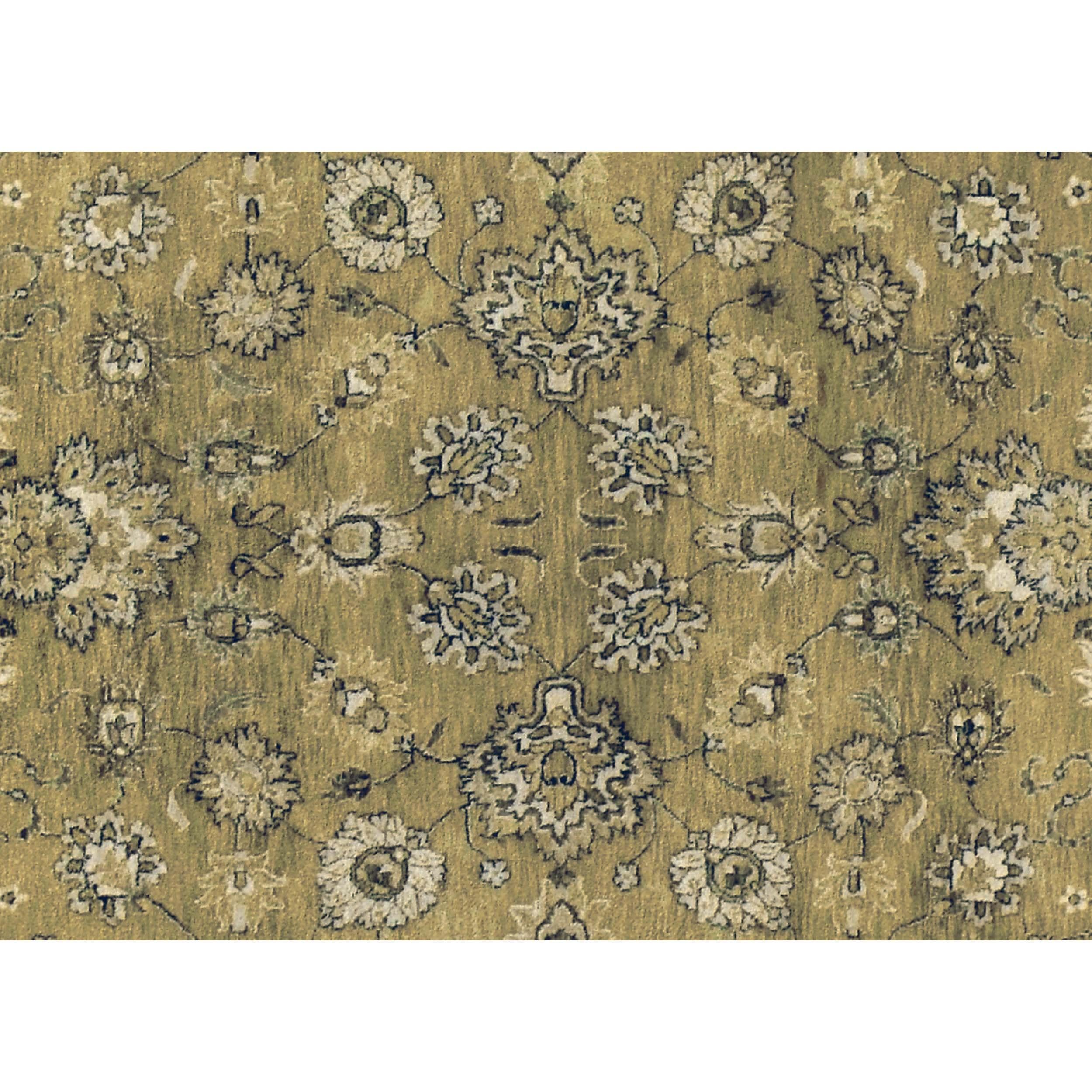 Indian Luxury Traditional Hand-Knotted Agra Gold & Ivory 14X24 Rug For Sale