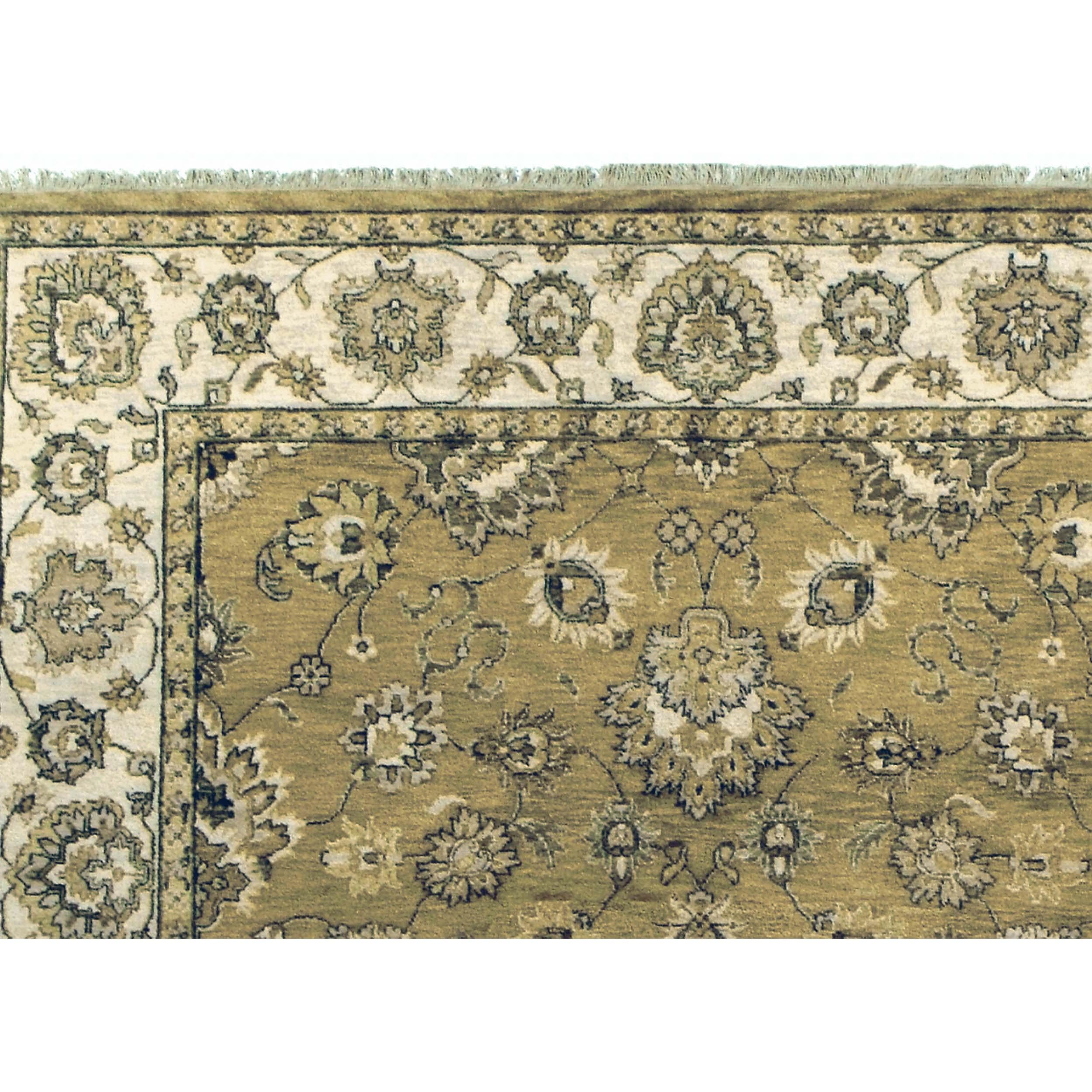 Luxuriöser traditioneller handgeknüpfter Agra Gold & Elfenbein 14X24 Teppich (Handgeknüpft) im Angebot