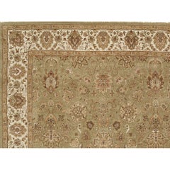 Luxury Traditional Hand-Knotted Agra Light Green & Ivory 12x15 Rug