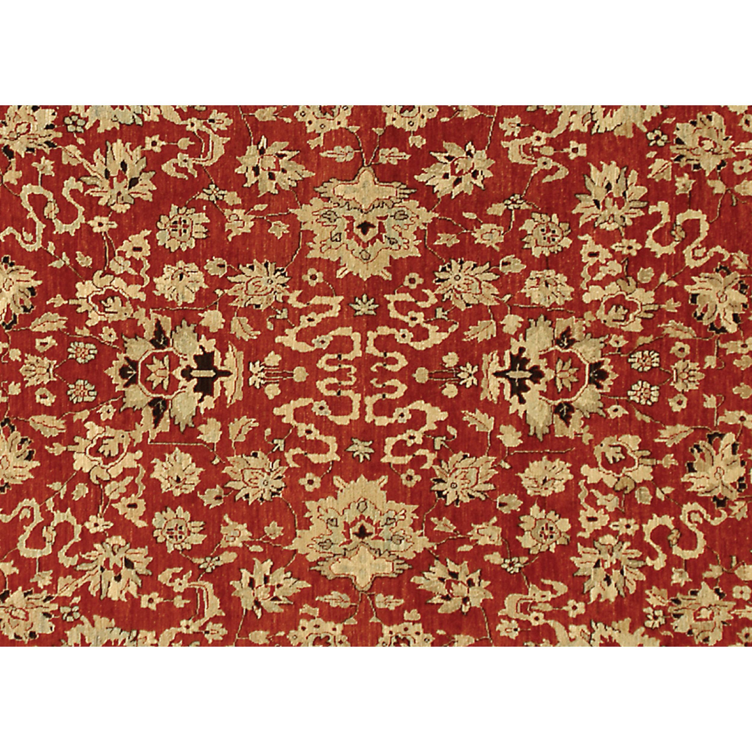 Pakistani Luxury Traditional Hand-Knotted Agra Red & Black 12X18 Rug For Sale