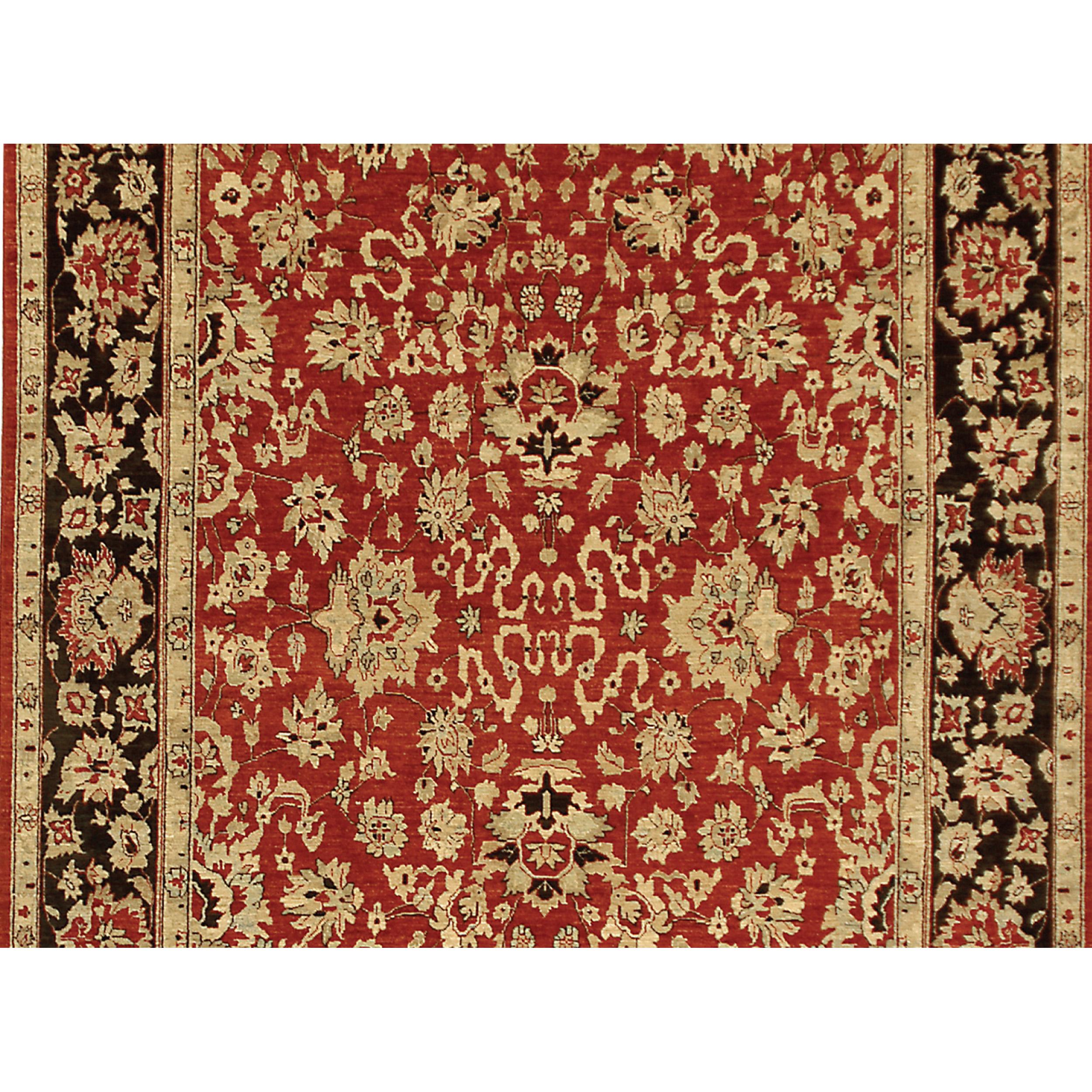 Luxury Traditional Hand-Knotted Agra Red & Black 12X18 Rug In New Condition For Sale In Secaucus, NJ