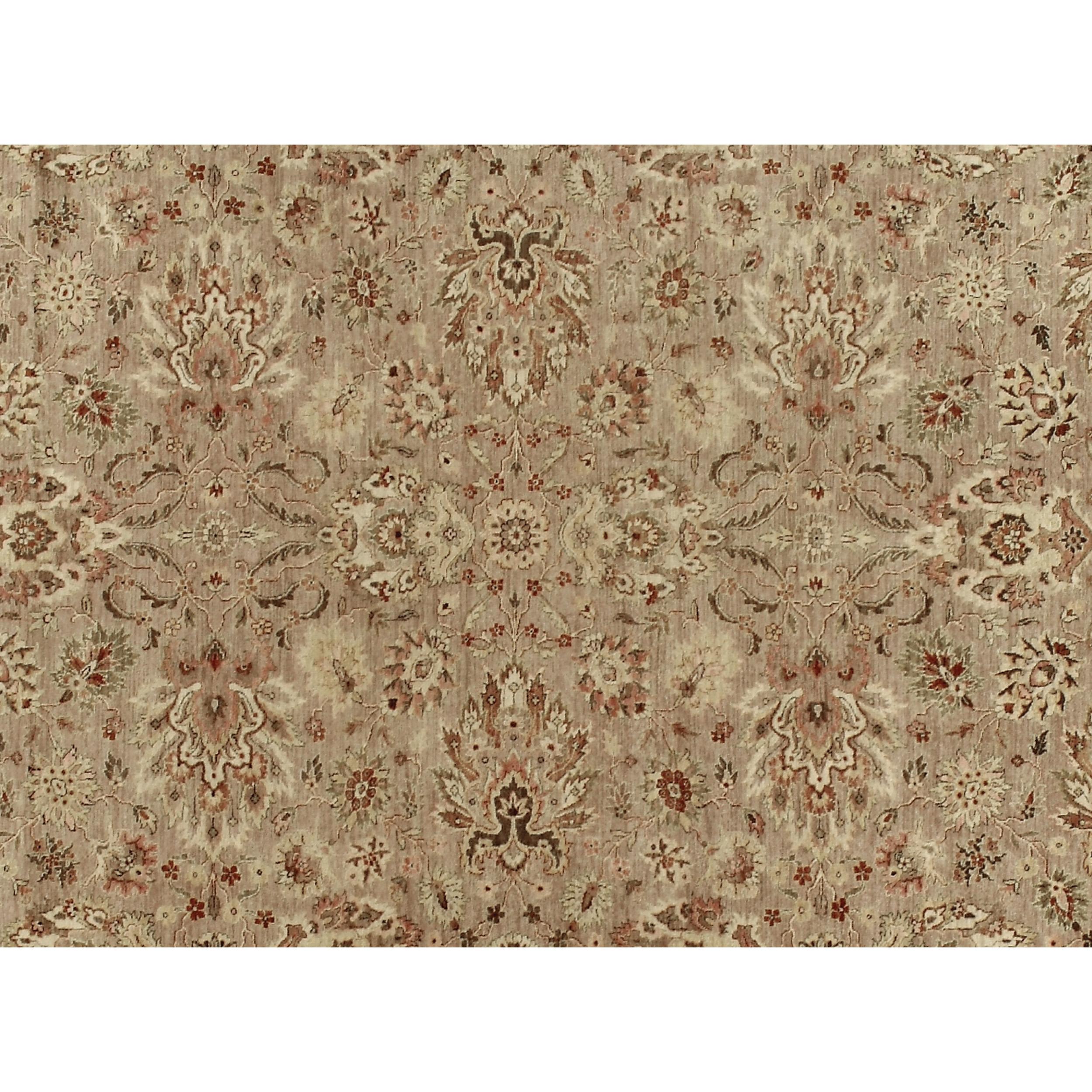 Indian Luxury Traditional Hand-Knotted Agra Taupe/Ivory 14x28 Rug For Sale