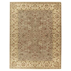 Tapis traditionnel de luxe noué à la main Agra taupe/ivoire 14x28