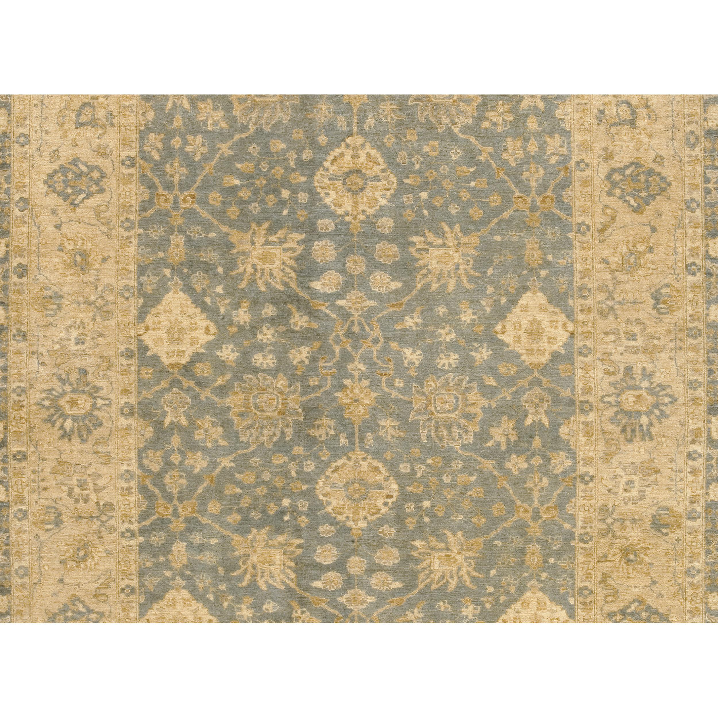 Luxury Traditional Hand-Knotted Angora Light Blue & Cream 10X18 Rug In New Condition For Sale In Secaucus, NJ