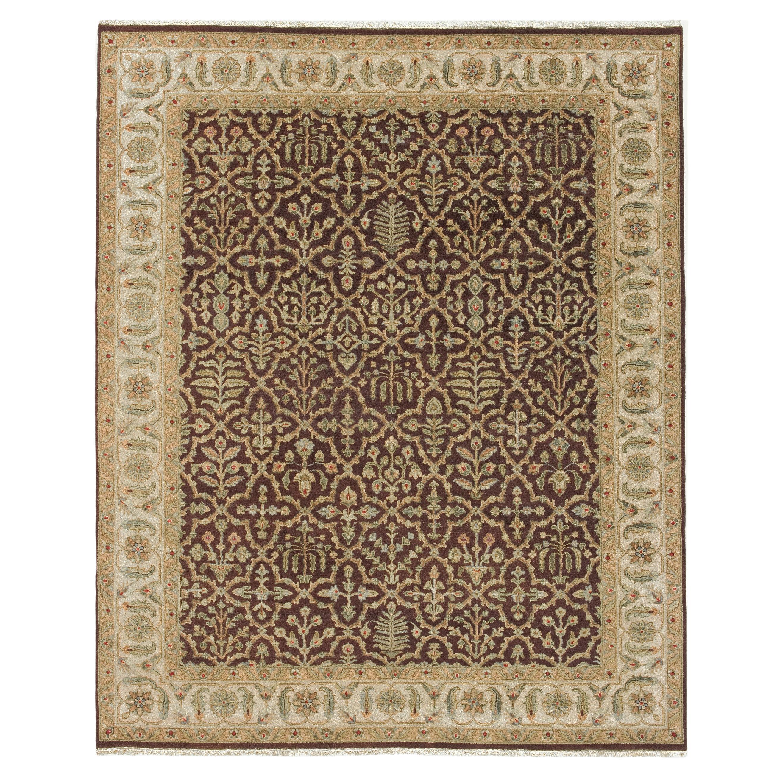 Luxury Traditional Hand-Knotted Bakhtiari Brown & Cream 11x19 Rug For Sale