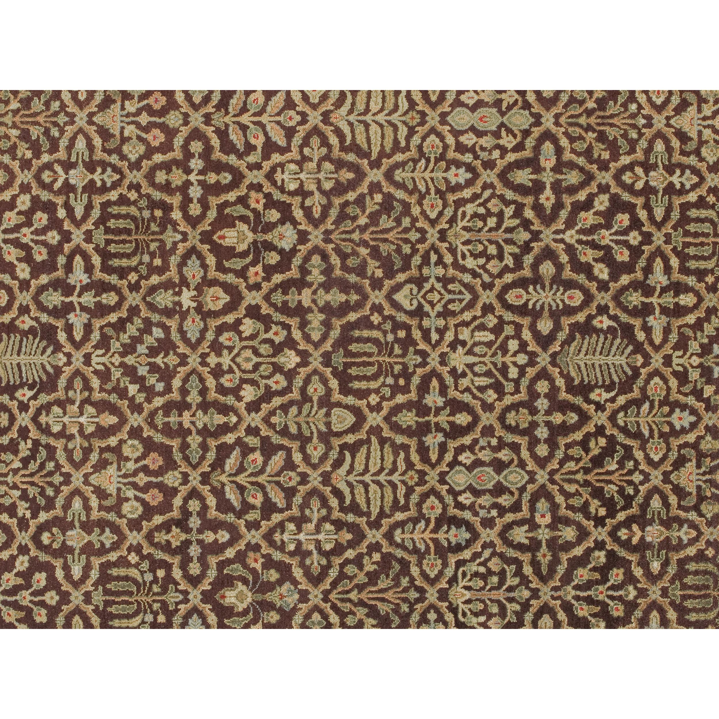 Indian Luxury Traditional Hand-Knotted Bakhtiari Brown & Cream 12x22 Rug For Sale
