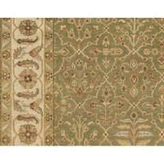 Luxury Traditional Hand-Knotted Bakhtiari Green and Ivory 11x19 Rug