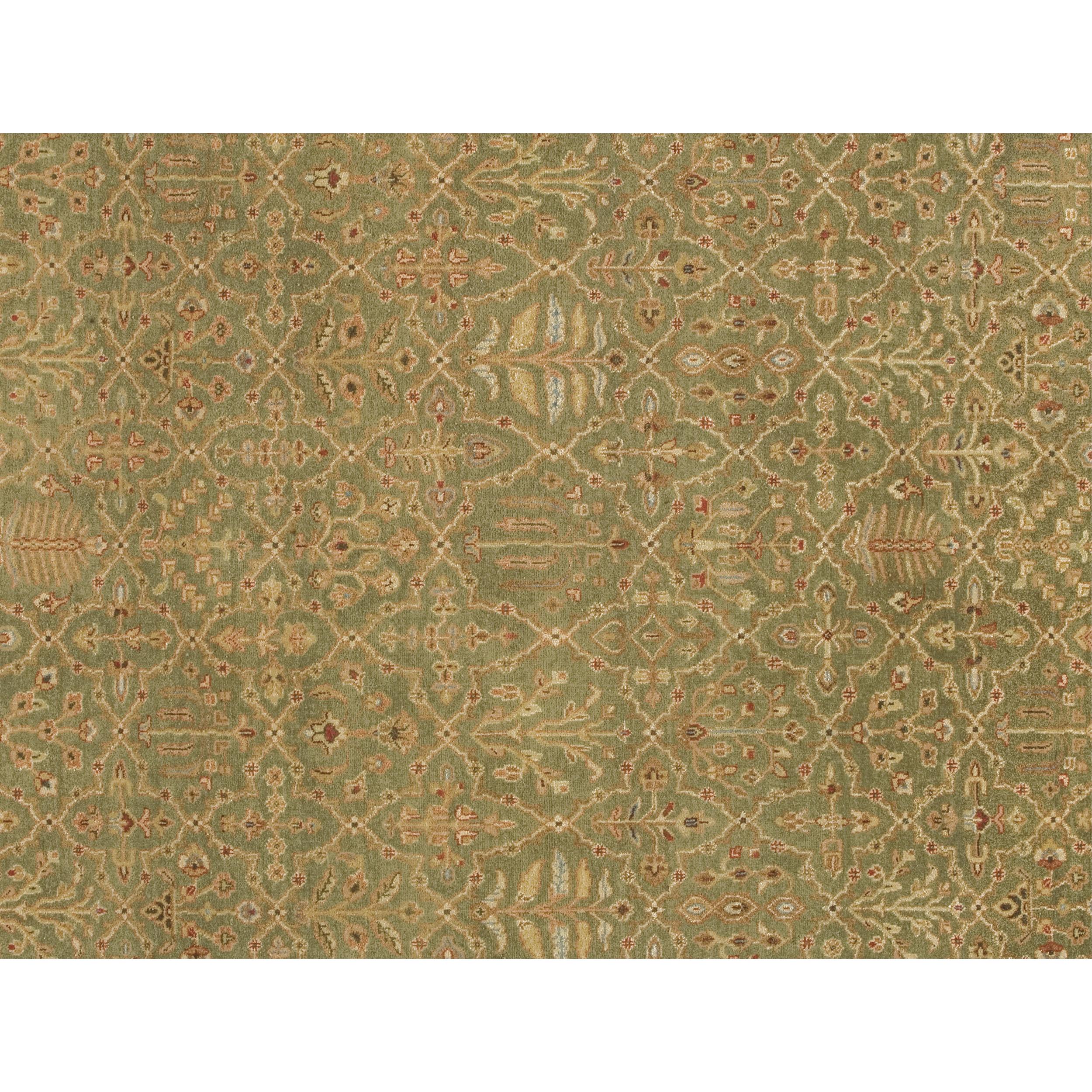 Indian Luxury Traditional Hand-Knotted Bakhtiari Green and Ivory 11x19 Rug For Sale