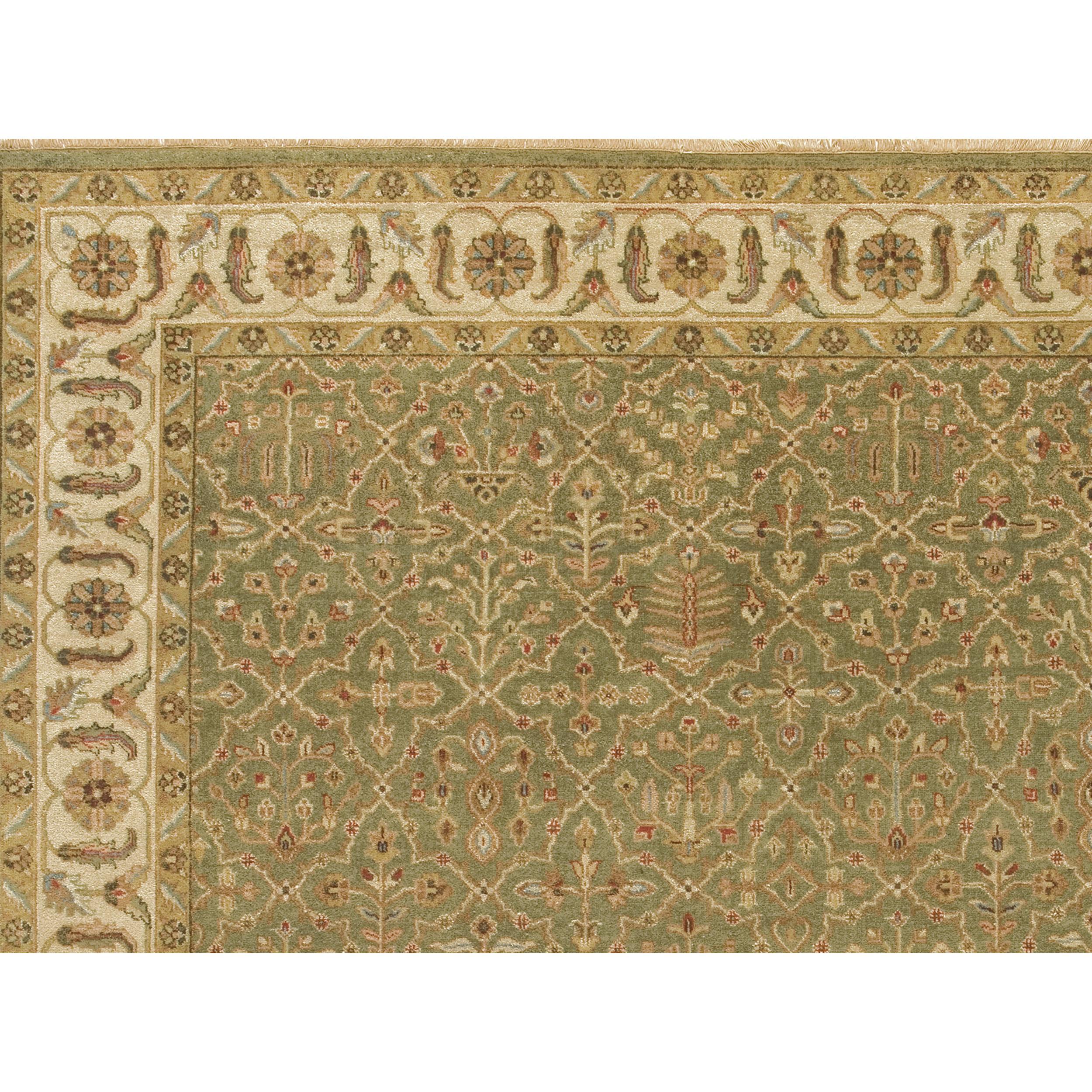 Luxury Traditional Hand-Knotted Bakhtiari Green and Ivory 11x19 Rug In New Condition For Sale In Secaucus, NJ