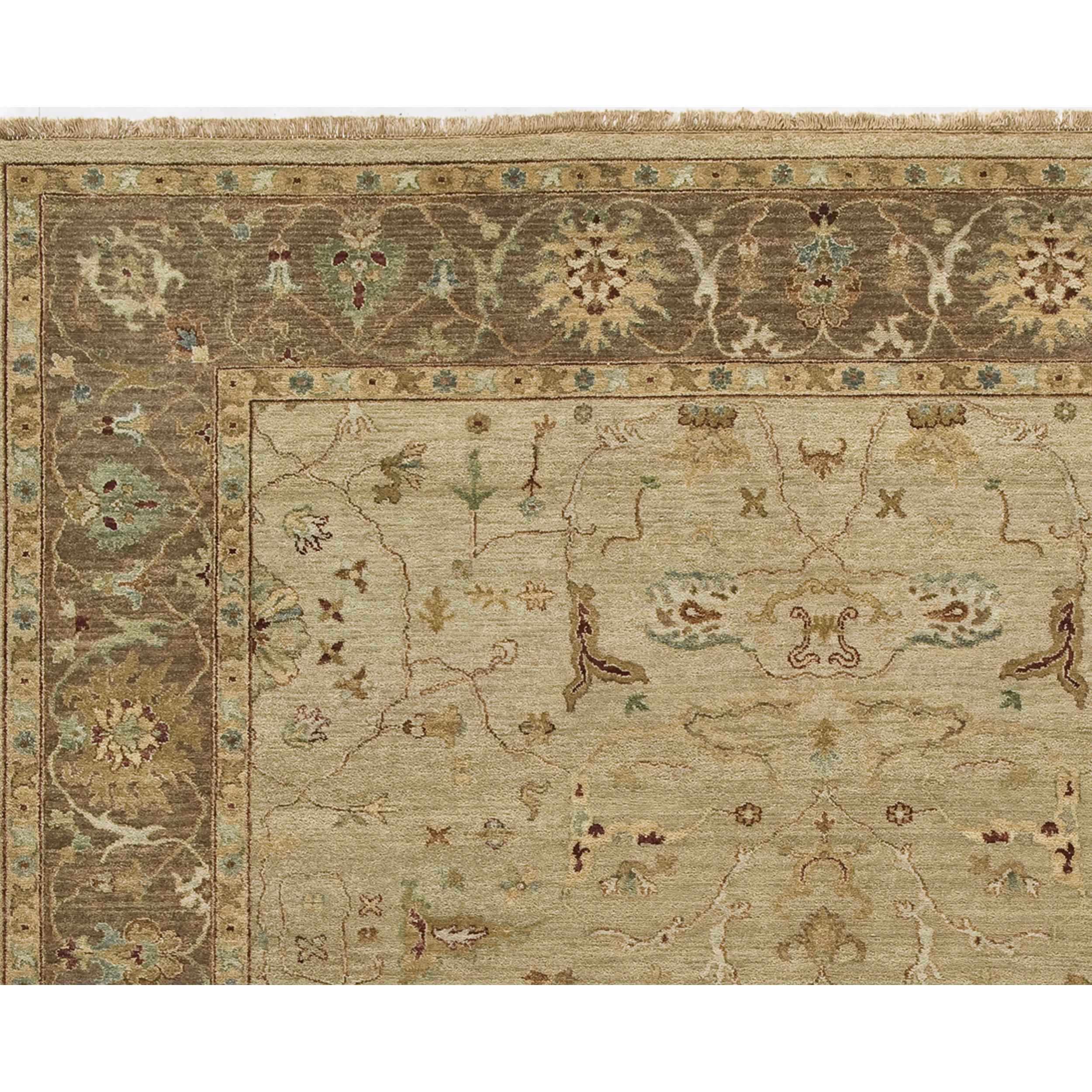 Realizzato meticolosamente, questo tappeto impiega le più intricate tecniche di tessitura tradizionali dell'India, guidate dall'esperienza di abili artigiani. Ogni tappeto è un lavoro d'amore: i tessitori a mano dedicano innumerevoli ore ad annodare
